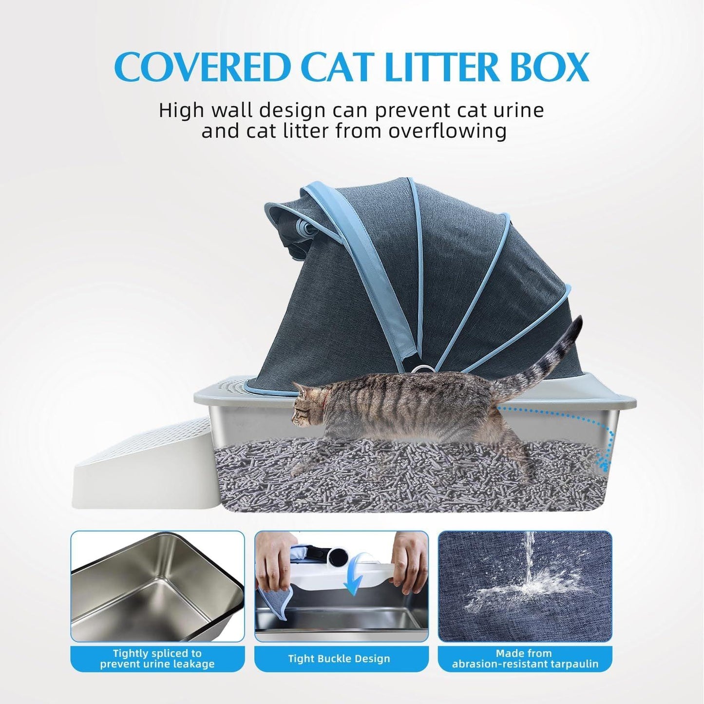 Stainless Steel Litter Box with Cloth Cover for Cats - Pet's Dream