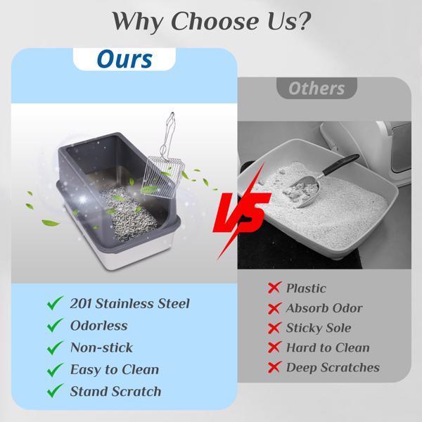 Stainless Steel Litter Box With Shovel Pad for Cats - Pet's Dream