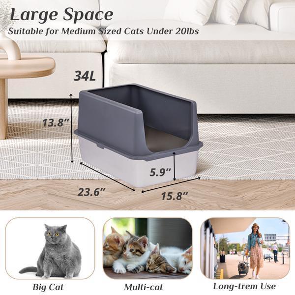Stainless Steel Litter Box With Shovel Pad for Cats - Pet's Dream