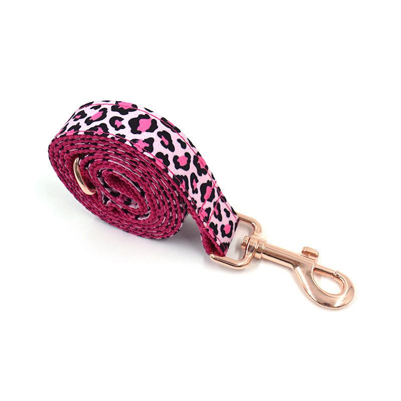 Collar with Leopard Print, Rose Gold, Leash Set for Dogs - Pet's Dream