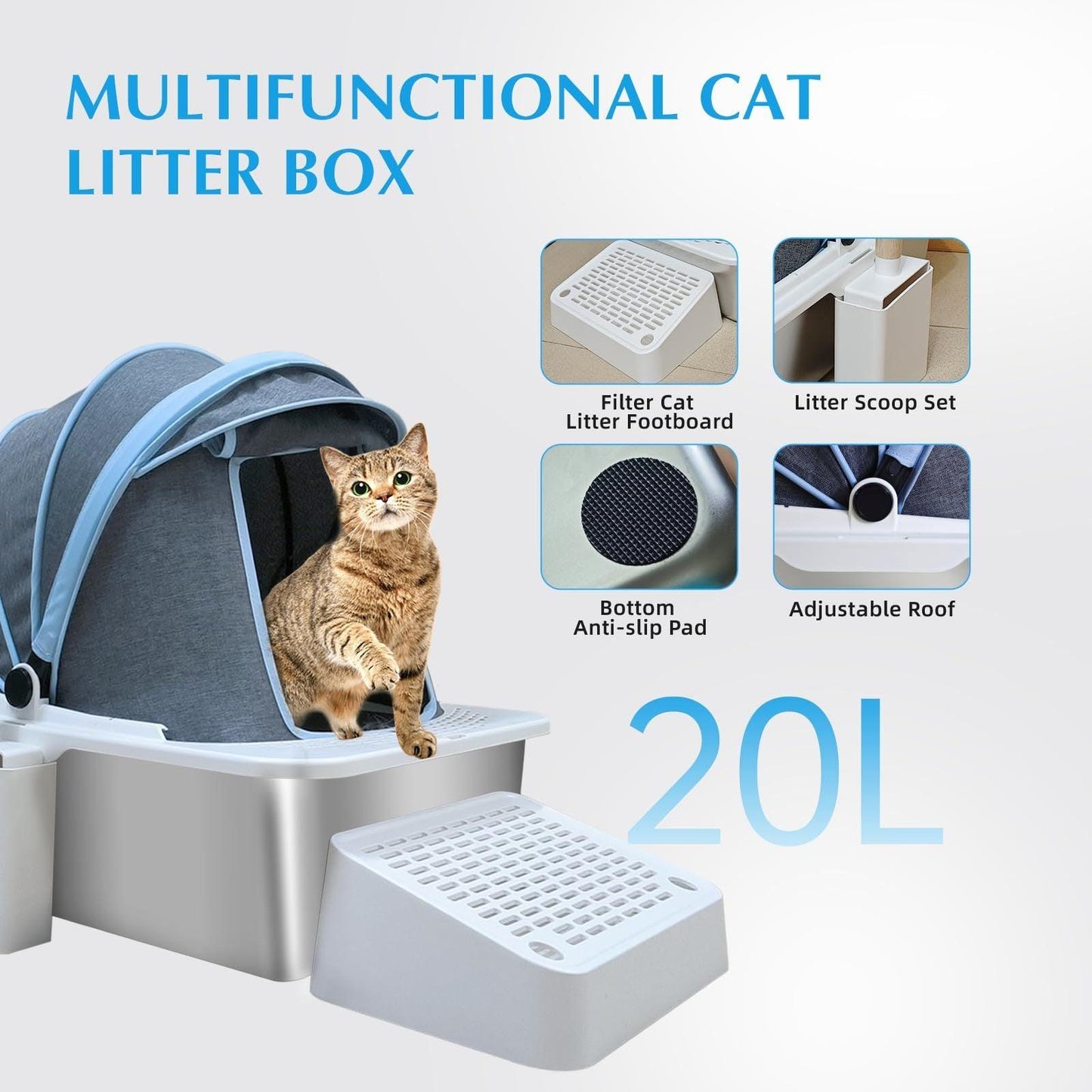 Stainless Steel Litter Box with Cloth Cover for Cats - Pet's Dream