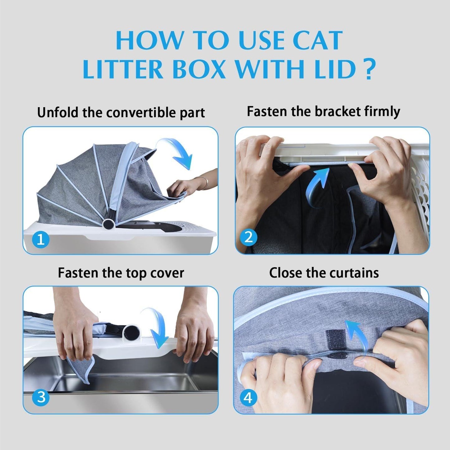 Stainless Steel Litter Box with Cloth Cover for Cats - Pet's Dream
