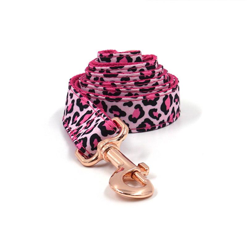 Collar with Leopard Print, Rose Gold, Leash Set for Dogs - Pet's Dream