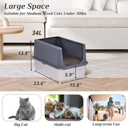 Stainless Steel Litter Box With Shovel Pad for Cats - Pet's Dream