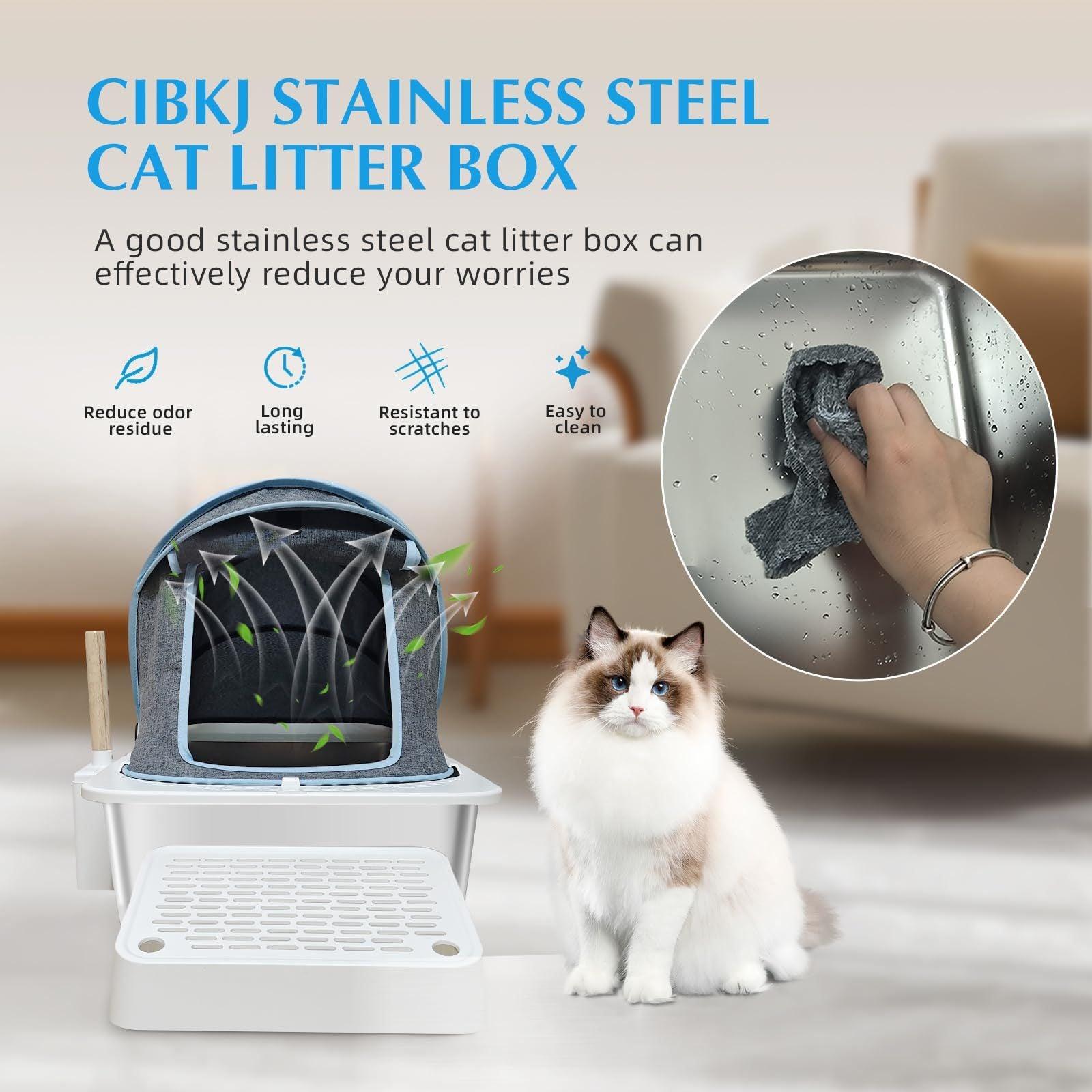 Stainless Steel Litter Box with Cloth Cover for Cats - Pet's Dream