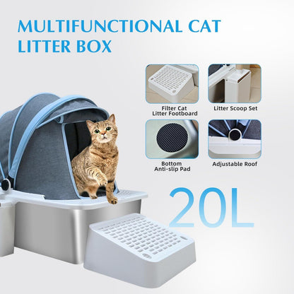 Stainless Steel Litter Box with Cloth Cover for Cats - Pet's Dream