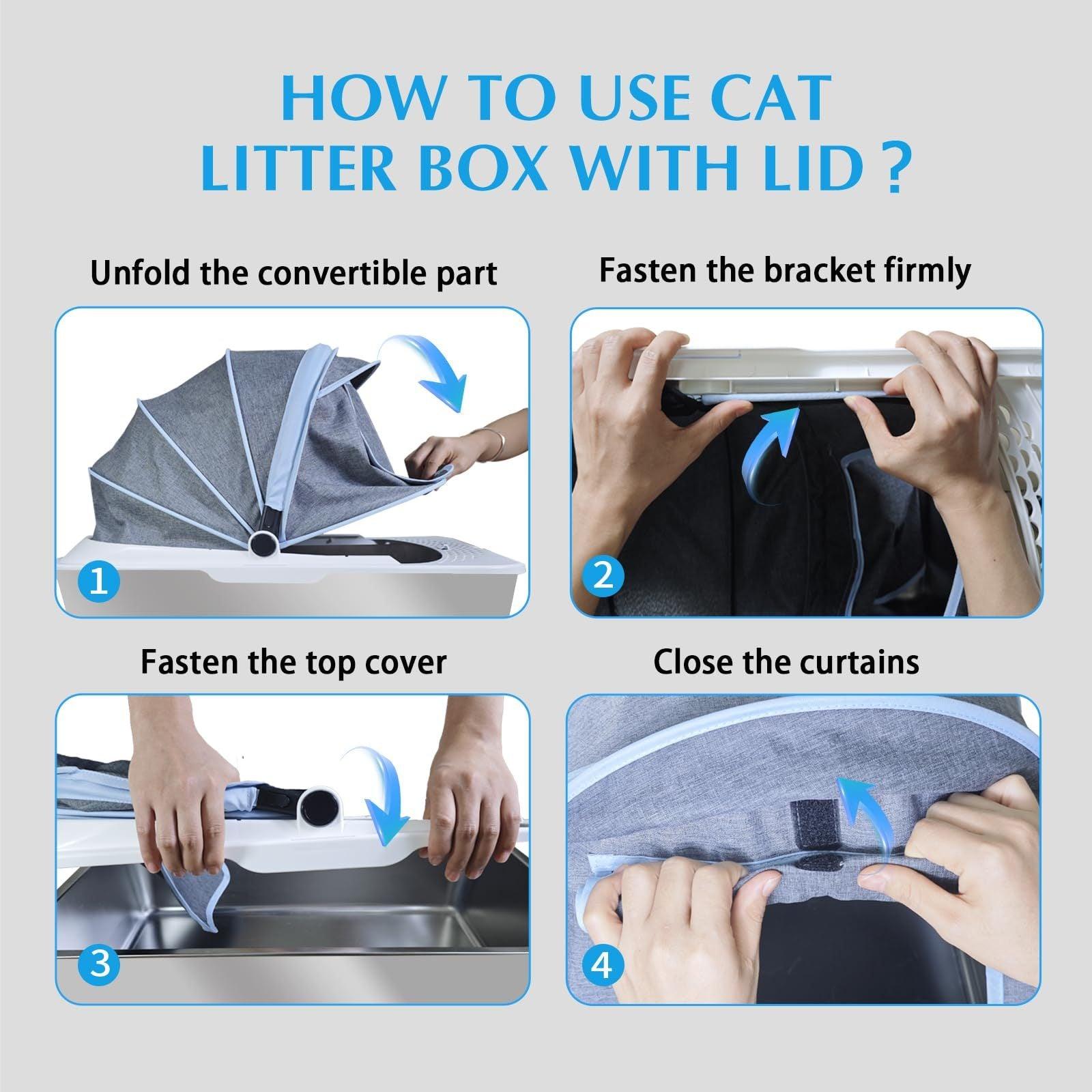 Stainless Steel Litter Box with Cloth Cover for Cats - Pet's Dream