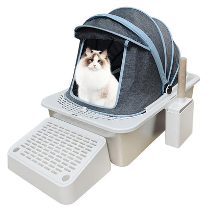 Stainless Steel Litter Box with Cloth Cover for Cats - Pet's Dream